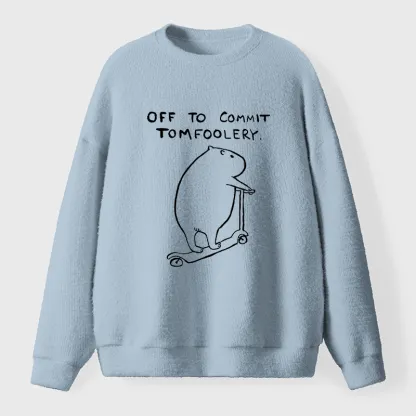 Tokyo-Tiger Capybara Is Ready To Do Something Bad Fuzzy Sweatshirt