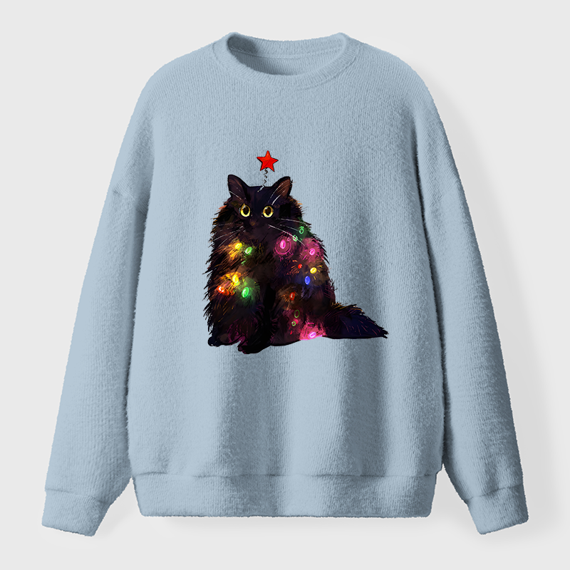 Tokyo-Tiger Christmas Lights Cat Fuzzy Sweatshirt