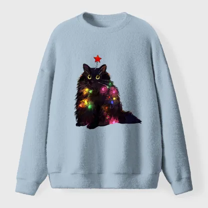 Tokyo-Tiger Christmas Lights Cat Fuzzy Sweatshirt