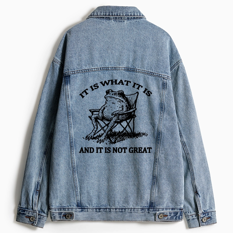 Tokyo-Tiger Resting Frog Funny Jean Jacket