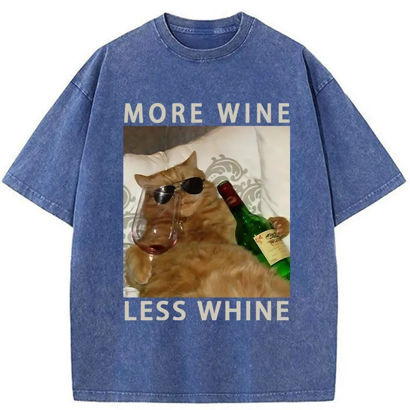 Tokyo-Tiger More Wine Less Whine Washed T-Shirt