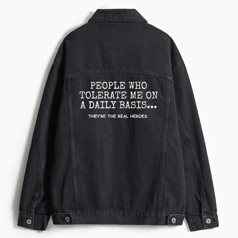 Tokyo-Tiger Anyone Who Puts Up With Me Is A Hero Jean Jacket Sale