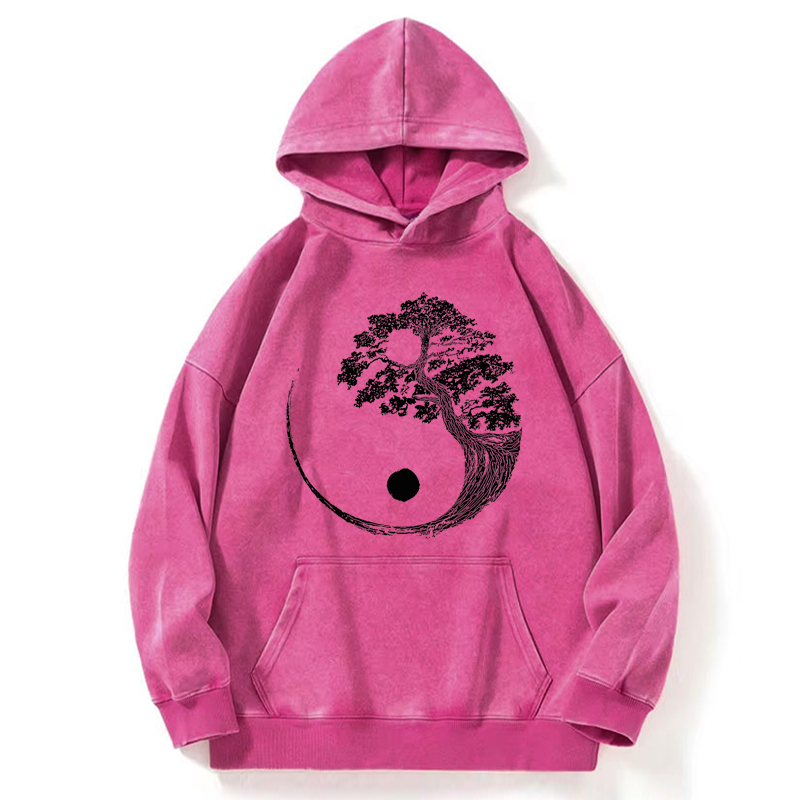 Tokyo-Tiger Yin-Yang Tai Chi Tree Washed Hoodie