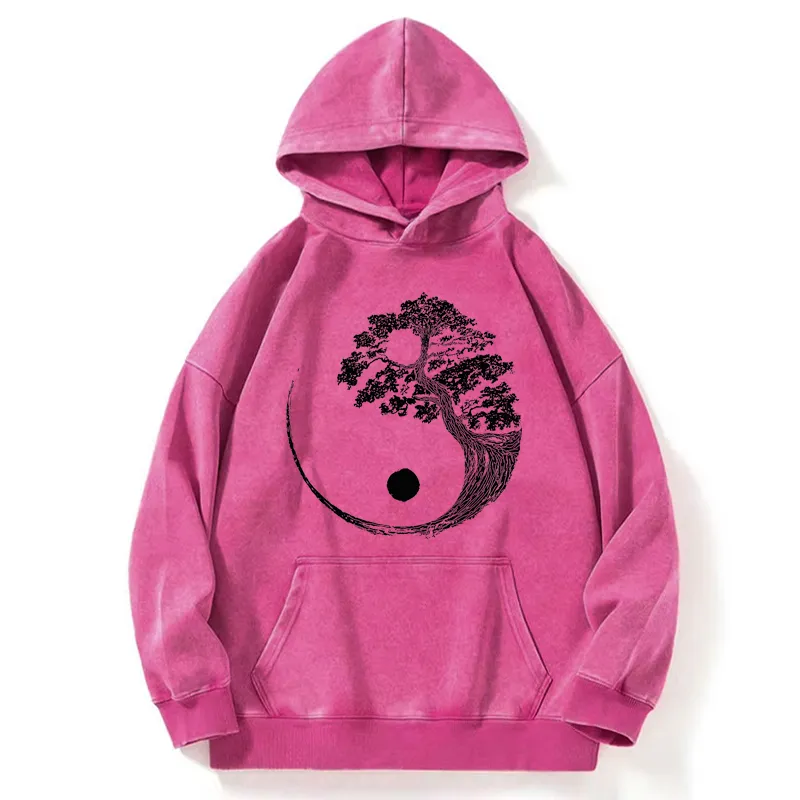 Tokyo-Tiger Yin-Yang Tai Chi Tree Washed Hoodie