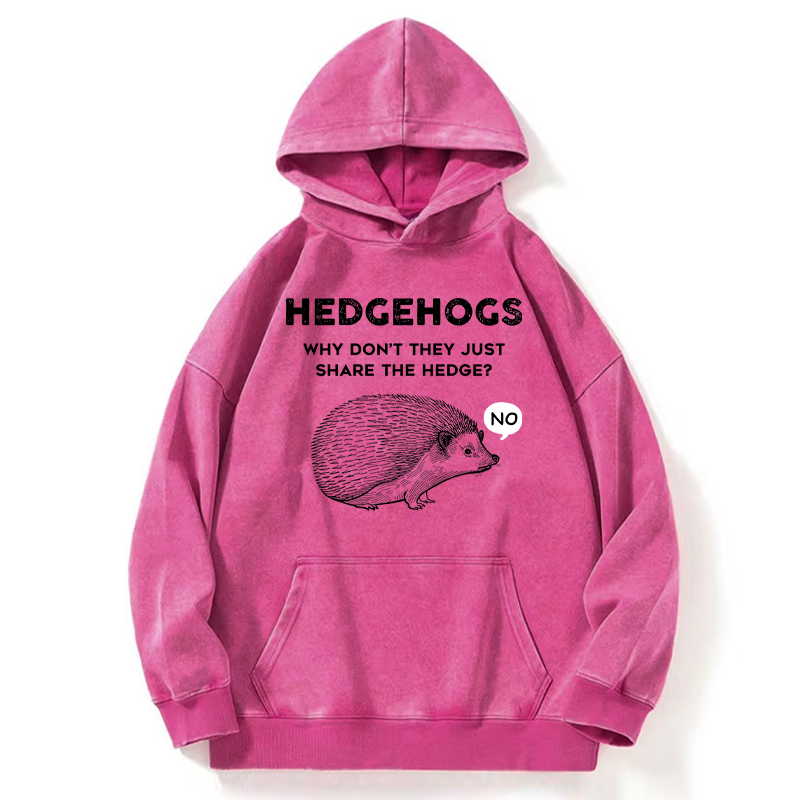Tokyo-Tiger Funny Hedgehog Washed Hoodie