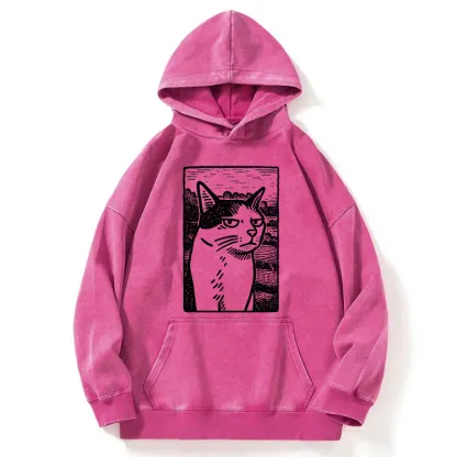 Tokyo-Tiger Cat's Hateful Eyes Washed Hoodie
