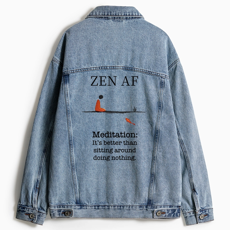 Tokyo-Tiger Zen Vibes Only: The Power of Meditation Jean Jacket