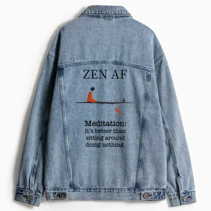 Tokyo-Tiger Zen Vibes Only: The Power of Meditation Jean Jacket