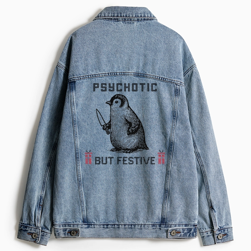 Tokyo-Tiger Overstimulated but Festive Christmas Jean Jacket