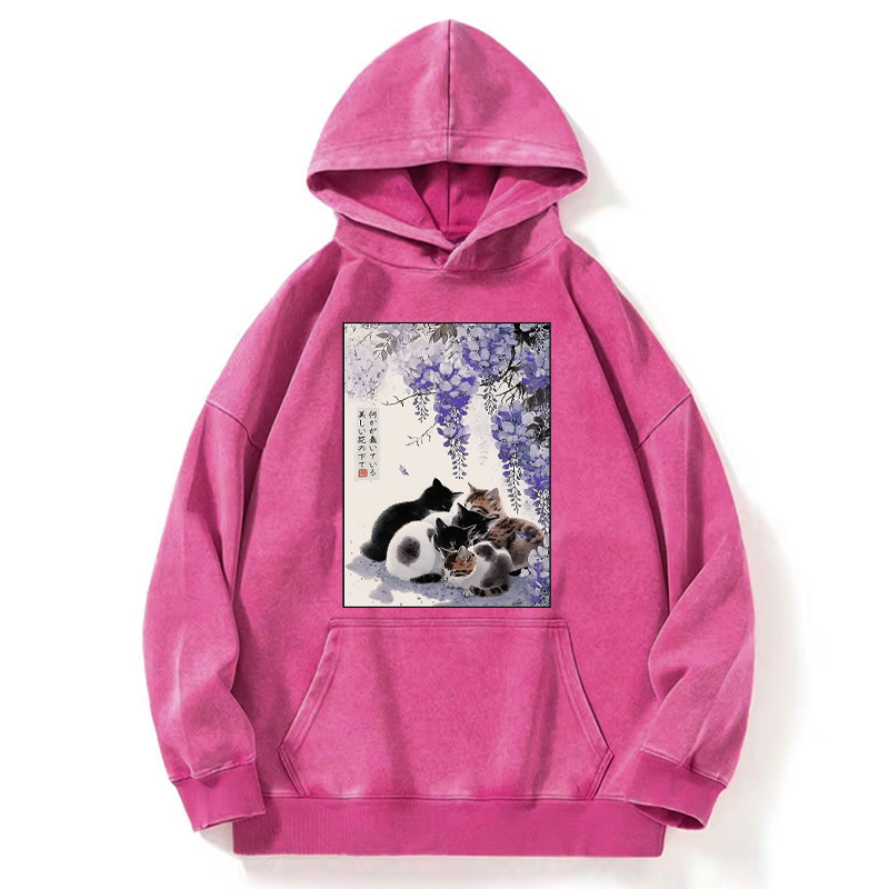 Tokyo-Tiger Sitting still  plotting chaos Calming Zen Cat Funny Washed Hoodie