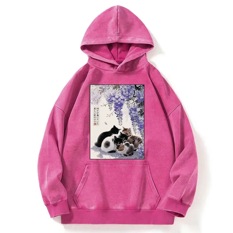 Tokyo-Tiger Sitting still  plotting chaos Calming Zen Cat Funny Washed Hoodie