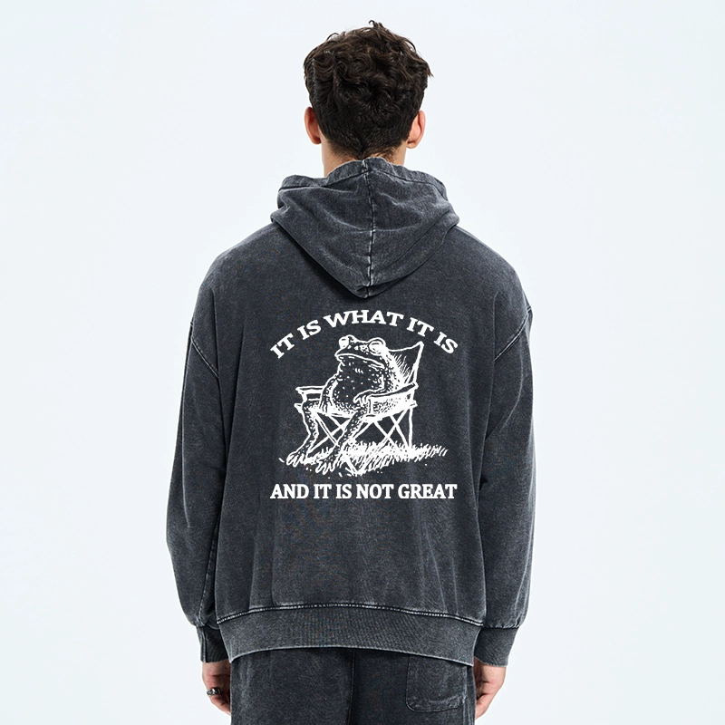 Tokyo-Tiger Resting Frog Funny Washed Zip Hoodie