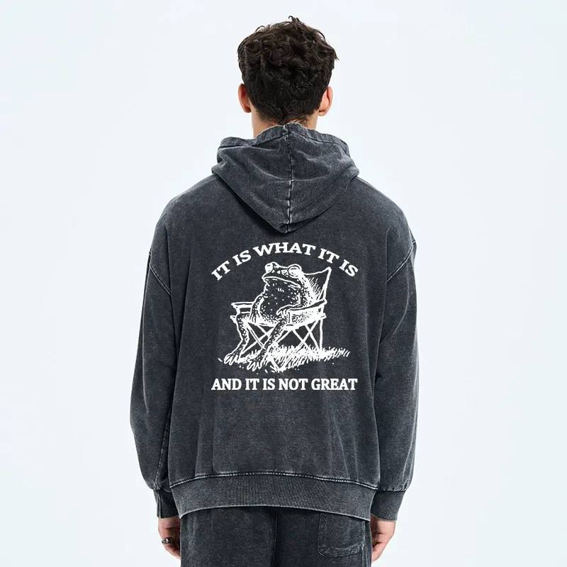 Tokyo-Tiger Resting Frog Funny Washed Zip Hoodie