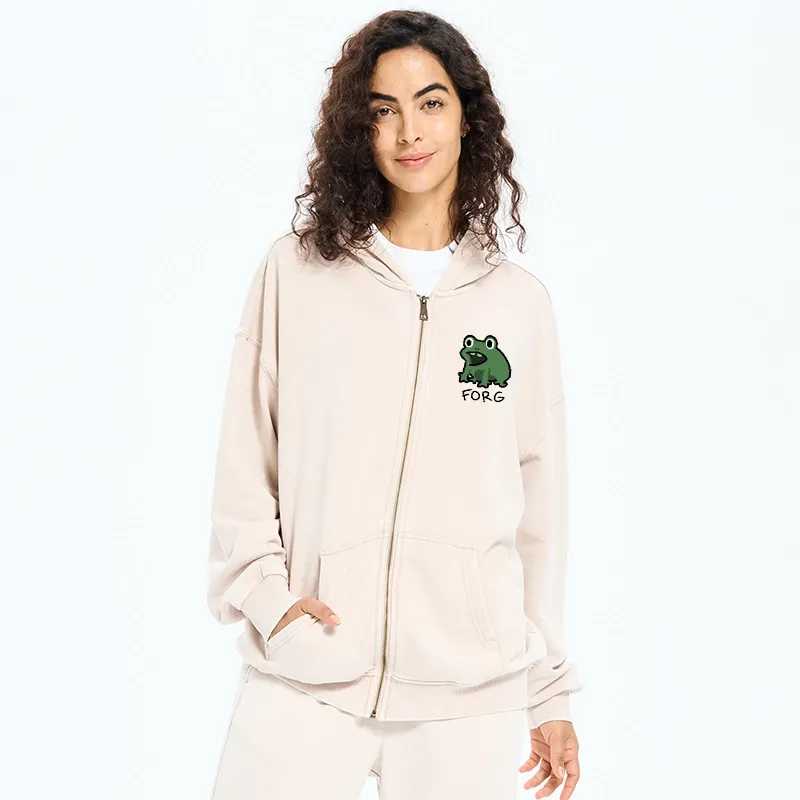 Tokyo-Tiger Funny Forg Japan Washed Zip Hoodie