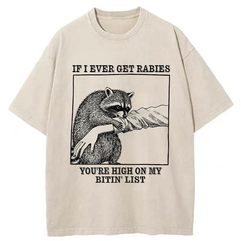 Tokyo-Tiger Raccoon Bites Washed T-Shirt