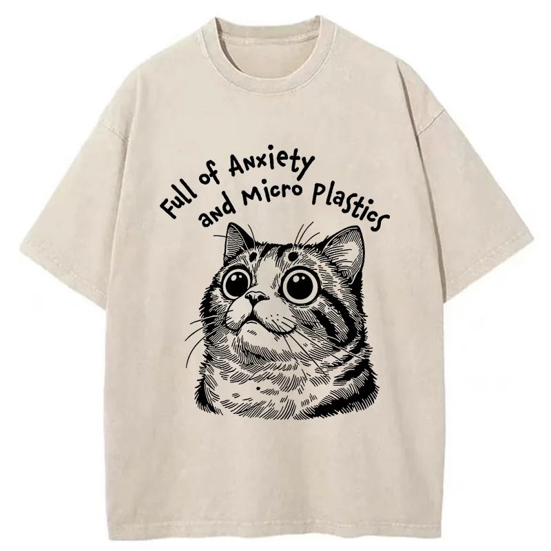 Tokyo-Tiger Full Of Anxiety And Microplastics Cat Washed T-Shirt