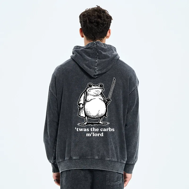 Tokyo-Tiger Funny Fat Samurai Frog Washed Zip Hoodie