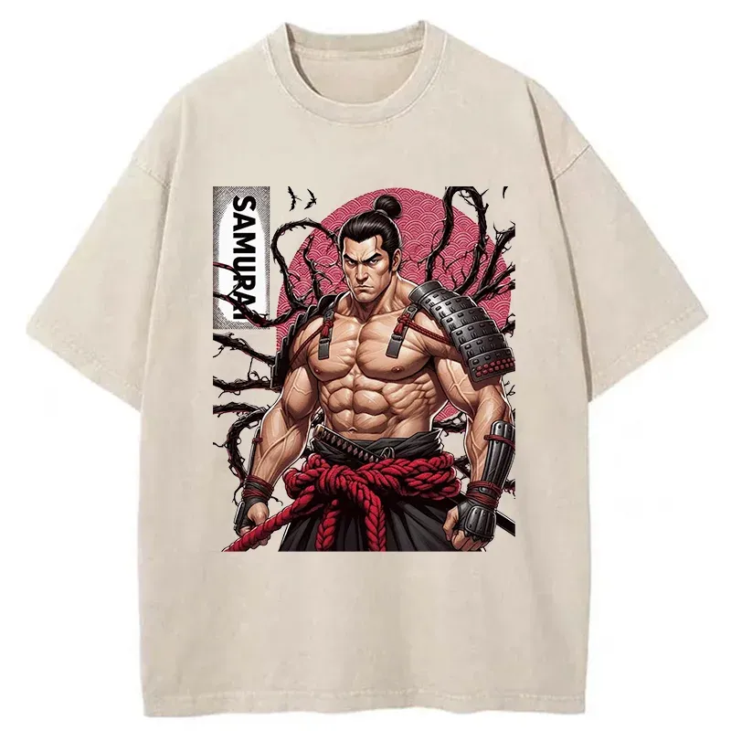 Tokyo-Tiger Strong Japanese Samurai Washed T-Shirt
