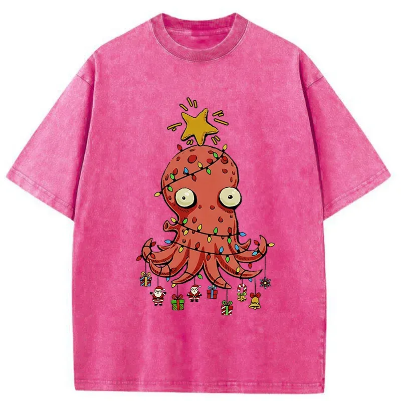Tokyo-Tiger Christmas Octopus Washed T-Shirt