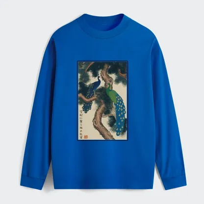 Tokyo-Tiger Peacocks in Snowy Pines Classic Long Sleeve T-Shirt