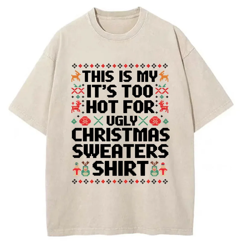 Tokyo-Tiger Ugly Christmas Sweater Funny Washed T-Shirt