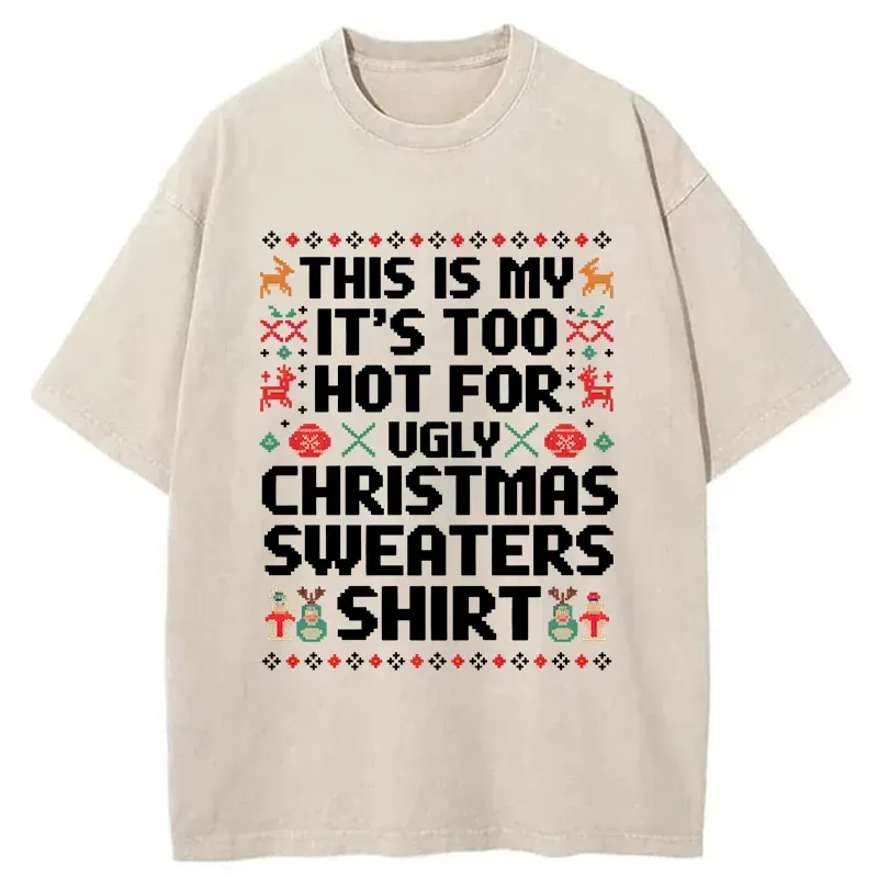 Tokyo-Tiger Ugly Christmas Sweater Funny Washed T-Shirt