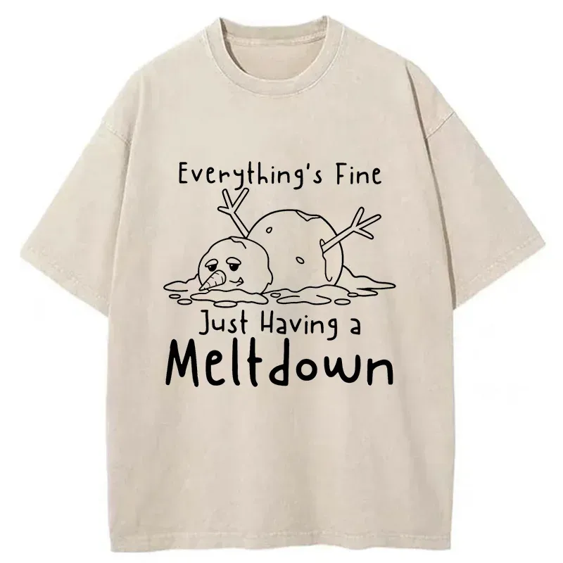 Tokyo-Tiger Snowman Had An Emotional Breakdown Washed T-Shirt