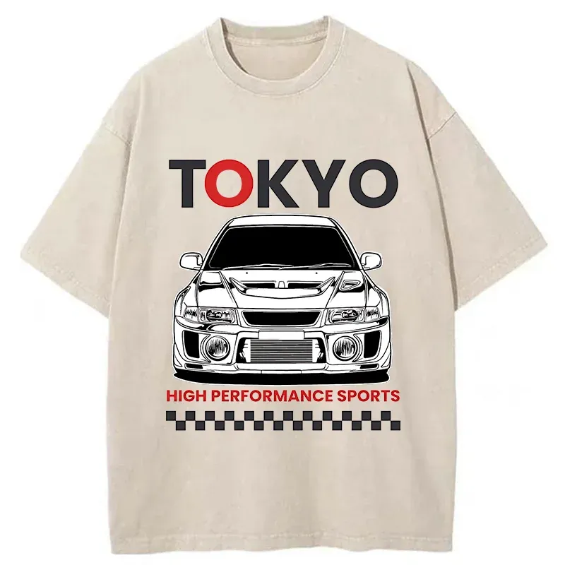 Tokyo-Tiger Japanese Car Models Washed T-Shirt Sale