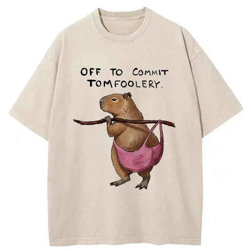 Tokyo-Tiger Capybaras That Do Bad Things Washed T-Shirt