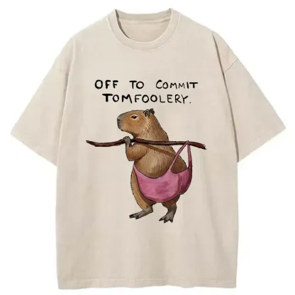 Tokyo-Tiger Capybaras That Do Bad Things Washed T-Shirt