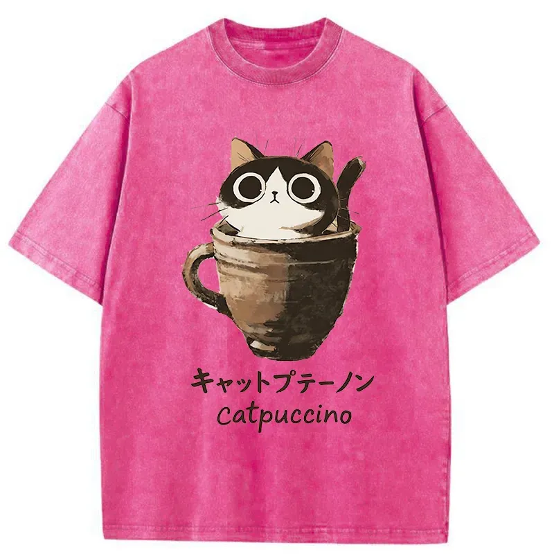 Tokyo-Tiger Cat Cappuccino Washed T-Shirt