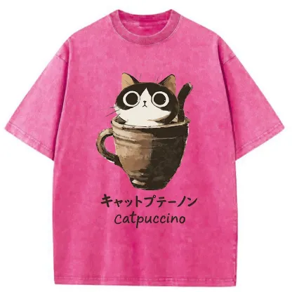Tokyo-Tiger Cat Cappuccino Washed T-Shirt