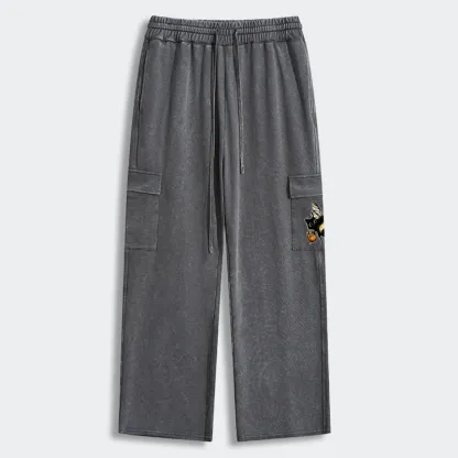 Tokyo-Tiger Cute Catbee Butt Washed Utility Sweatpants