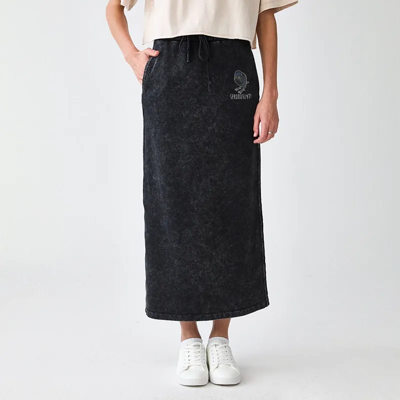 Tokyo-Tiger Raven's Question Washed Terry Skirt
