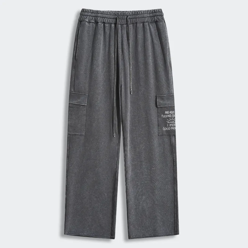 Tokyo-Tiger Different Meanings Of "Good Morning" Washed Utility Sweatpants