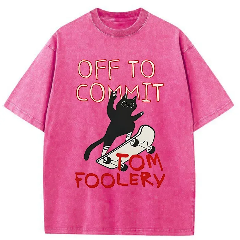 Tokyo-Tiger Cat Went To Do Bad Things Washed T-Shirt