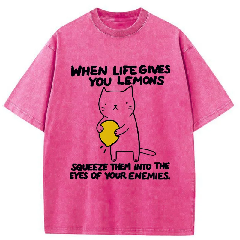 Tokyo-Tiger Attack The Enemy With Lemon Juice Washed T-Shirt