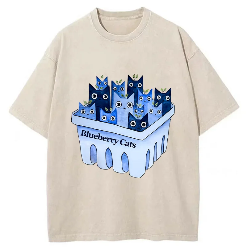 Tokyo-Tiger Blueberry Cats Washed T-Shirt