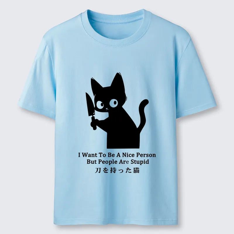 Tokyo-Tiger Black Cat With A Knife Japan Classic T-Shirt