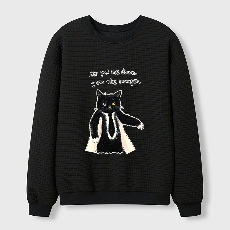 Tokyo-Tiger Cat Manager Funny Waffle Sweatshirt