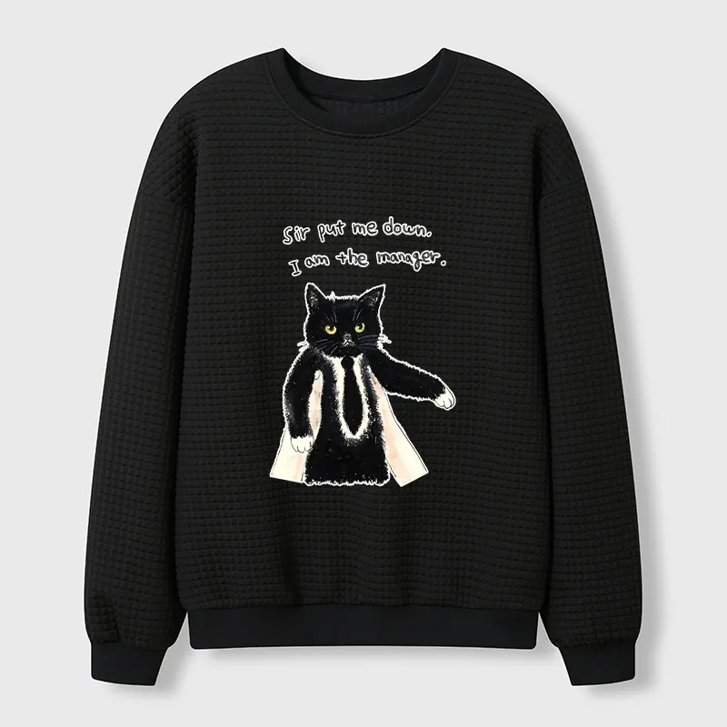 Tokyo-Tiger Cat Manager Funny Waffle Sweatshirt