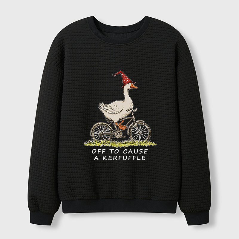 Tokyo-Tiger Stupid Goose Riding A Bicycle Waffle Sweatshirt