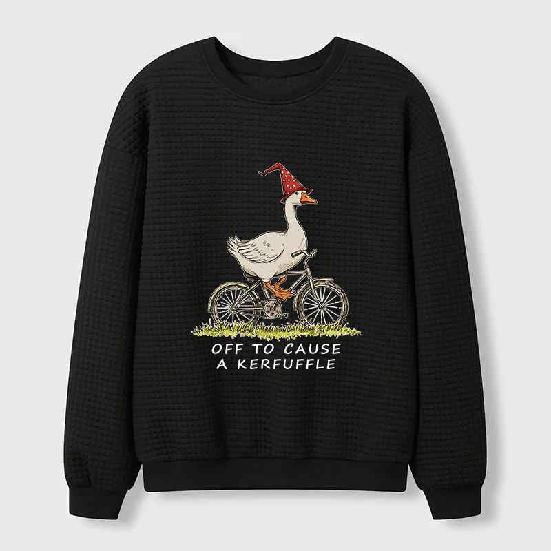 Tokyo-Tiger Stupid Goose Riding A Bicycle Waffle Sweatshirt