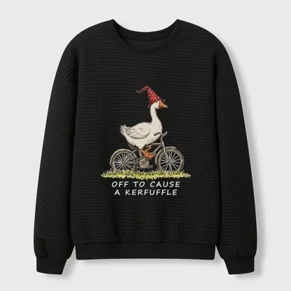 Tokyo-Tiger Stupid Goose Riding A Bicycle Waffle Sweatshirt