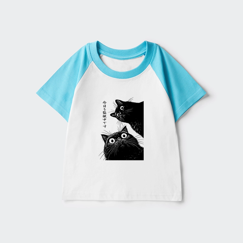 Tokyo-Tiger The Cat Is Watching Today Kids Raglan T-shirt
