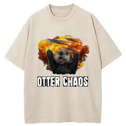 Tokyo-Tiger Utter Chaos Funny Washed T-Shirt