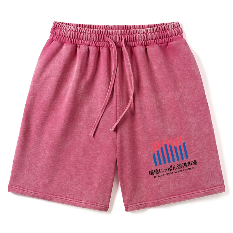 Tokyo-Tiger Tsukiji Nippon Fish Port Market Washed Shorts