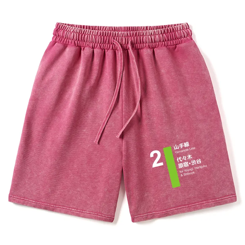 Tokyo-Tiger Yamanote Line Shibuya and Harajuku Washed Shorts