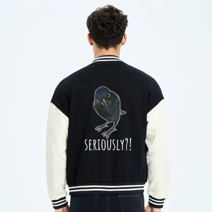 Tokyo-Tiger Raven's Question Embroidery Varsity Jacket