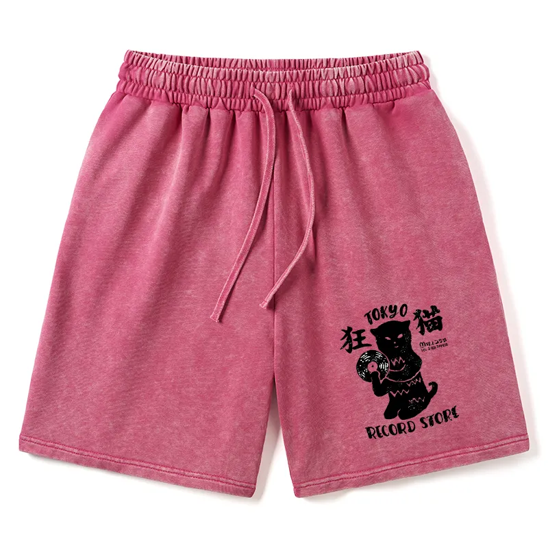 Tokyo-Tiger Tokyo Record Store Cat CD Washed Shorts